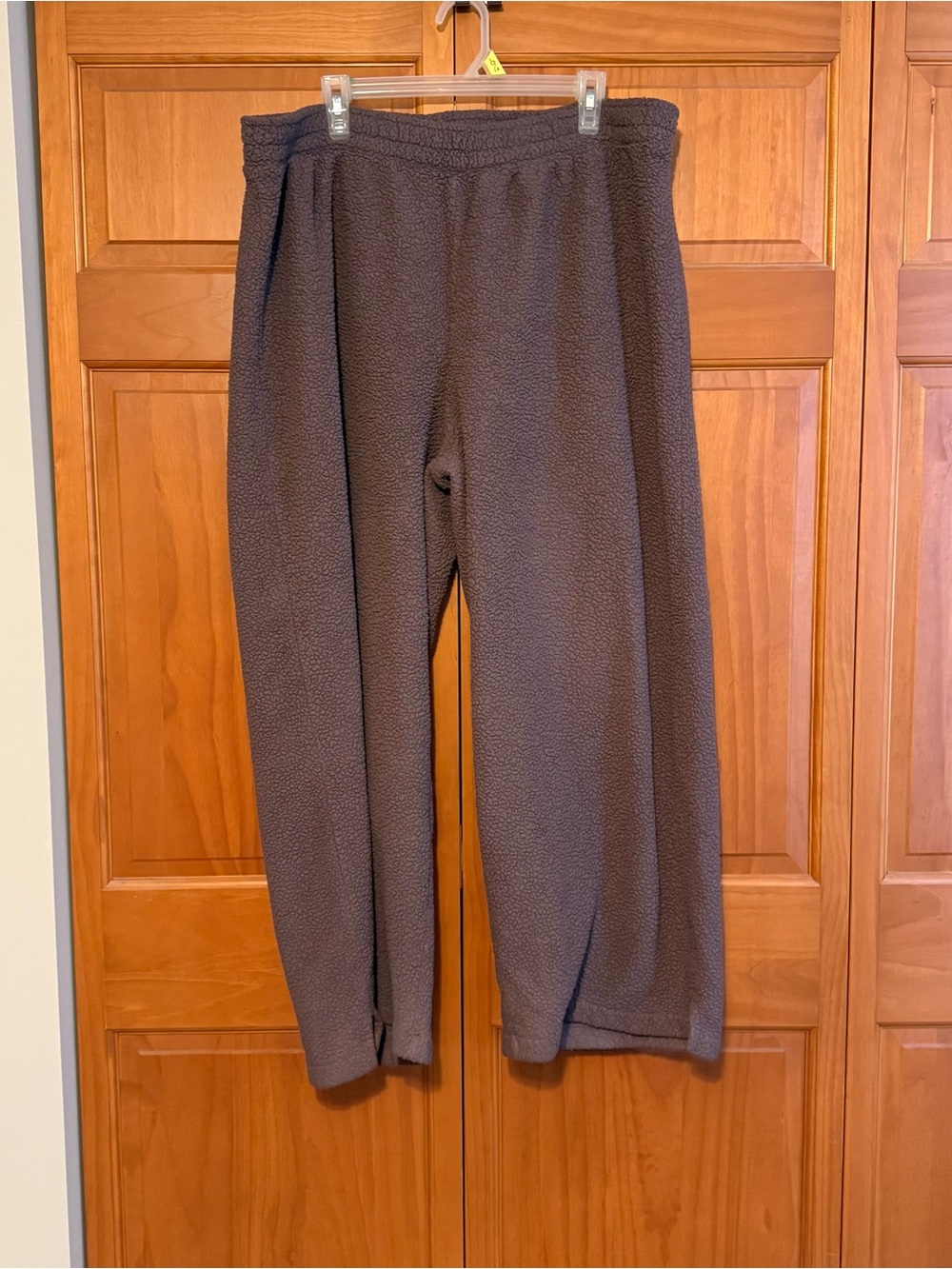 Cozy Fleece Pull-On Pants in purple taupe wide leg